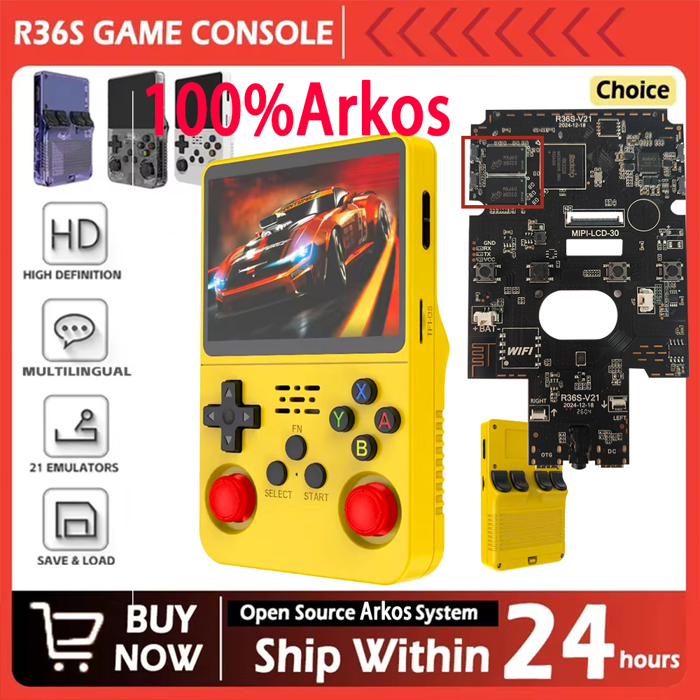 Retro Handheld Game Console R36S - R36S, 100% 정품 아르코스 시스템 레트로