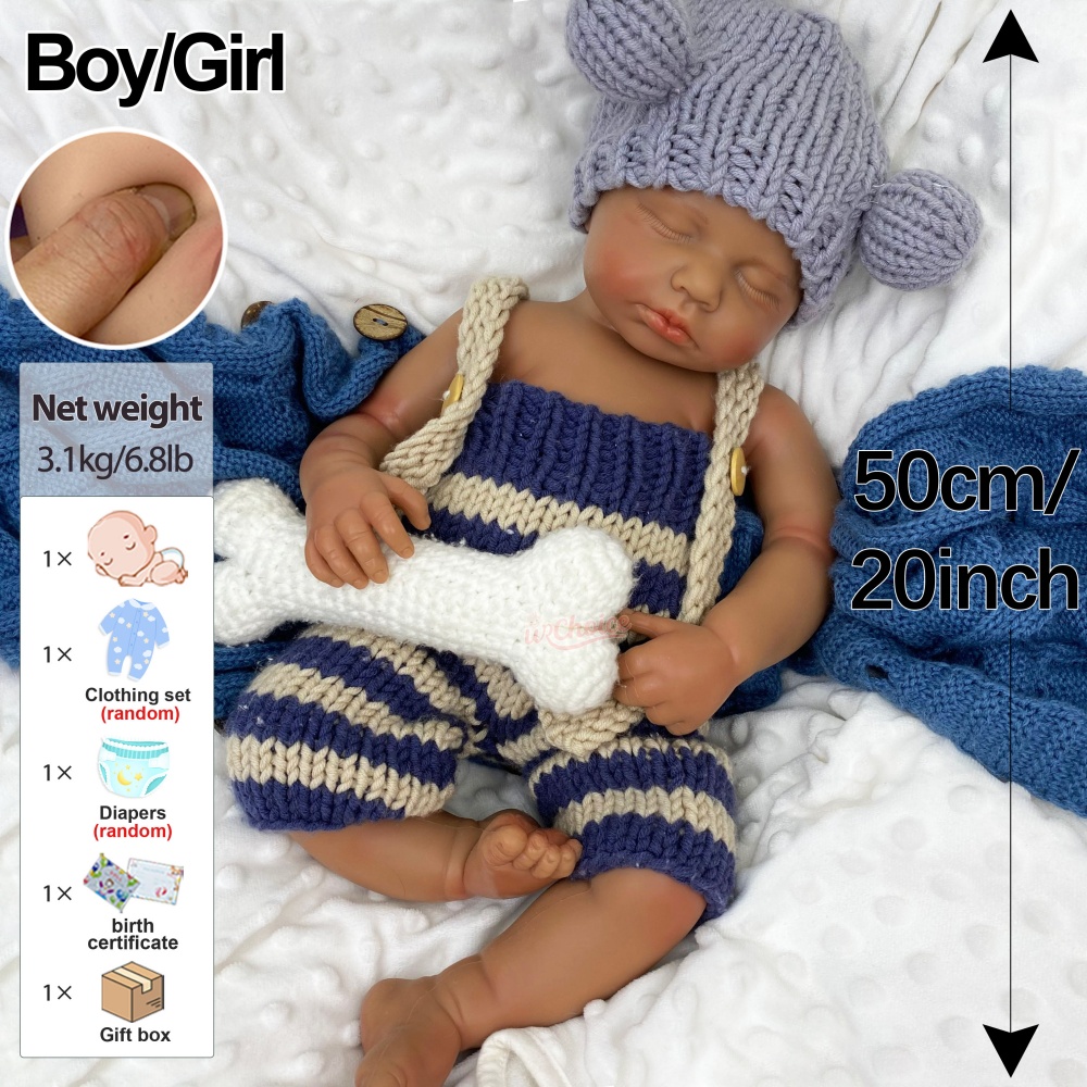 현실적인 특징을 갖춘 20인치 크기의 루루 인형. 입을 - Reborn Baby Doll Silicone Realistic 리뷰 및 가격